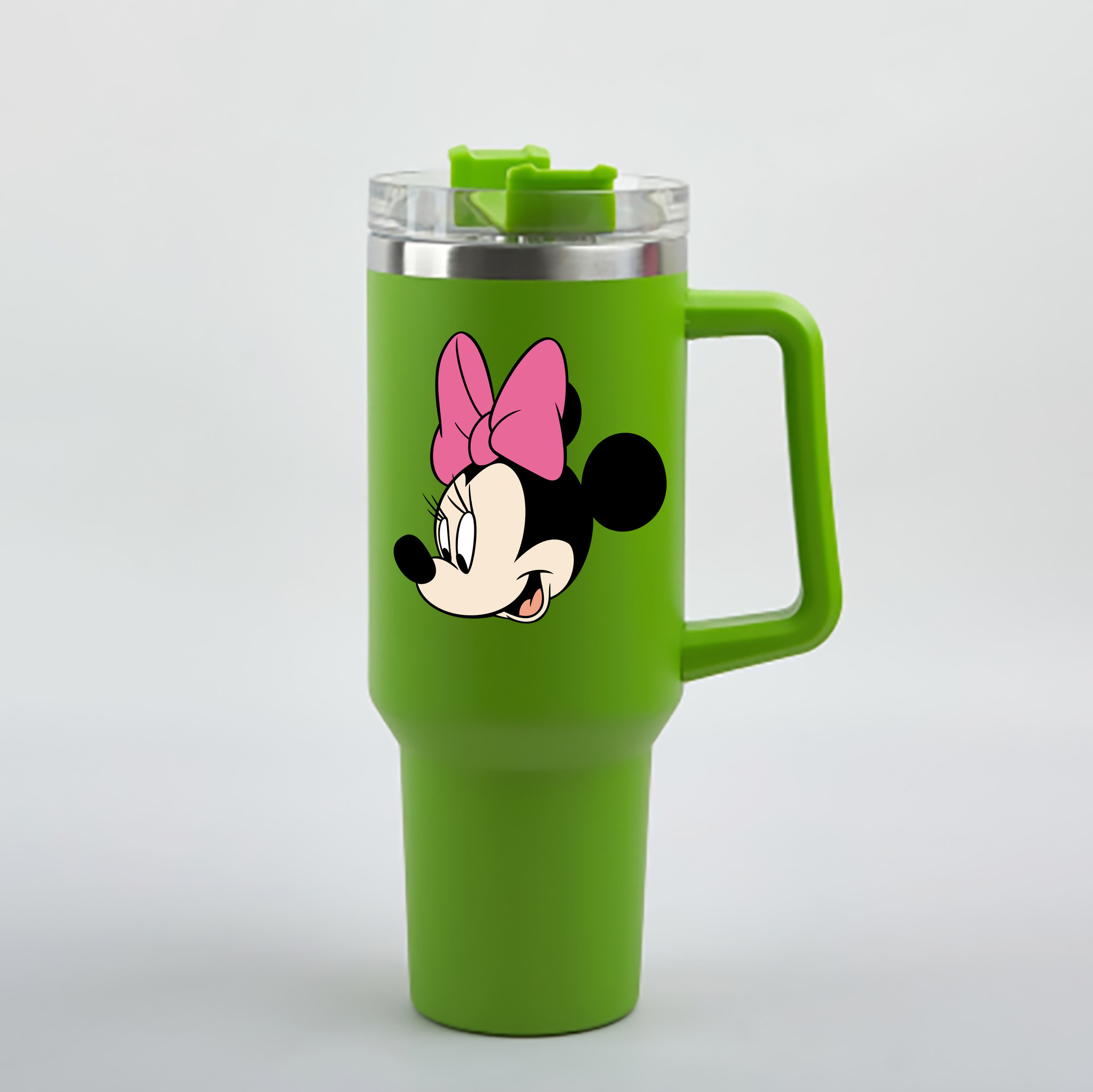（画像用） ミッキーマウス Mickey Mouse 1200mL車用タンブラー - クリスタルステッカー（プラスチックストロー付き）